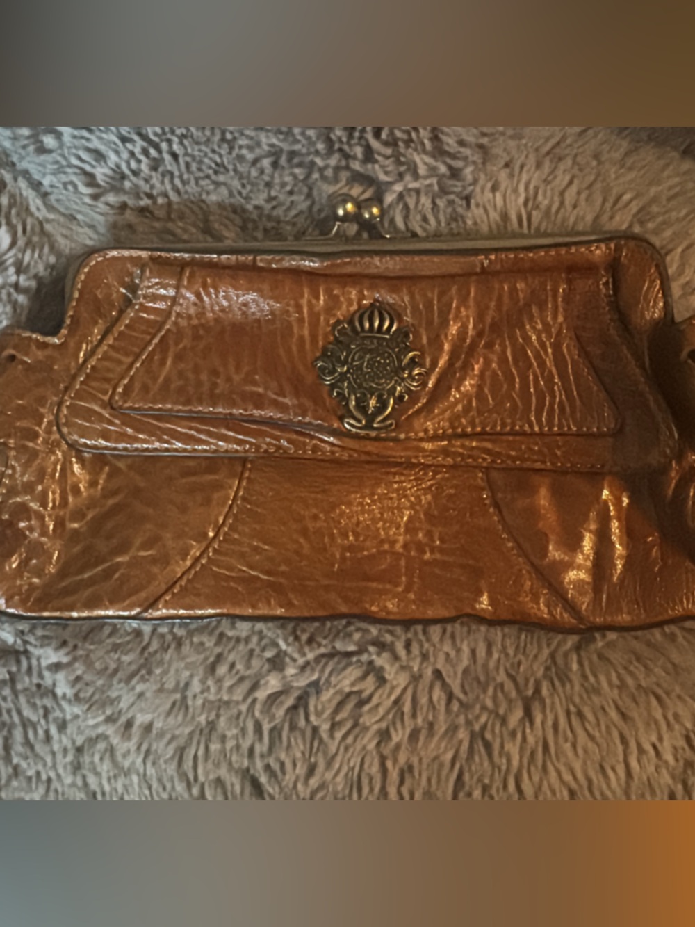 Kate Landry Women's Brown Leather Clutch Purse